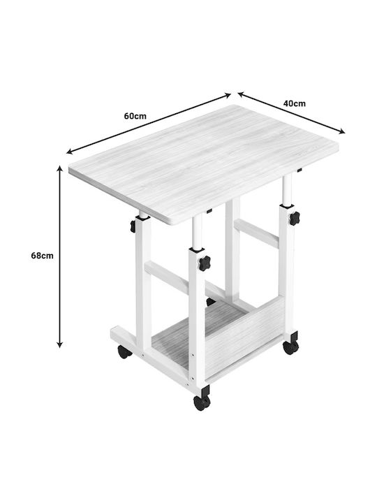 Computer Office Stolu Wooden Natural-White with Metal Legs 60x40x68cm