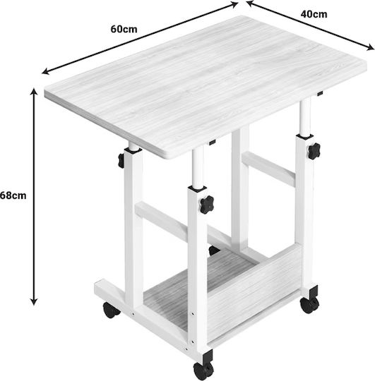 Computer Office Stolu Wooden Natural-White with Metal Legs 60x40x68cm