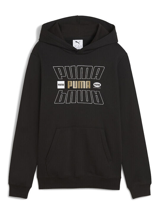 PUMA Παιδικό Φούτερ με Κουκούλα και Τσέπες Μαύρο PUMA Παιδικό Φούτερ με Κουκούλα και Τσέπες Μαύρο