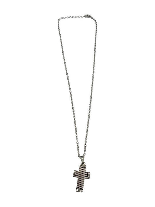 Kalliopi Silver Crucifix Bărbat Din Oțel Cu Lanț