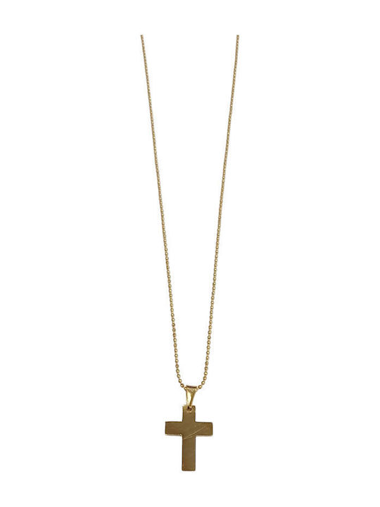 Kalliopi Silver Crucifix Bărbat Din Oțel Placat Cu Aur Cu Lanț