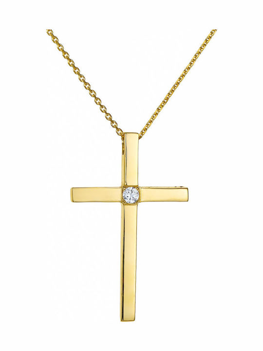 Kritsimis Gold Cross 14K Double Sided with Chain