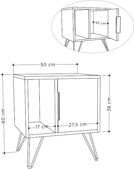 Nachttisch Glynn Braun 50.2x44.6x60cm