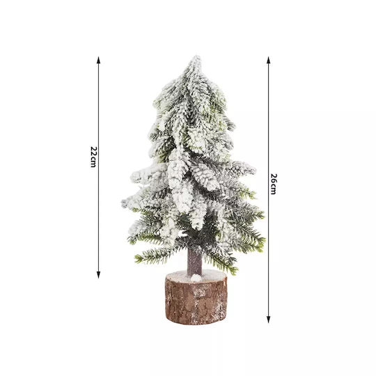 Christmas Decorative Snowy Wood Tree 26cm Green