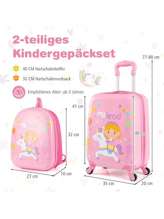 Costway Reisekoffer Hart Rosa mit 4 Räder