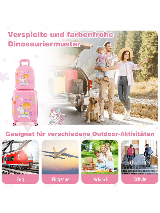 Costway Reisekoffer Hart Rosa mit 4 Räder