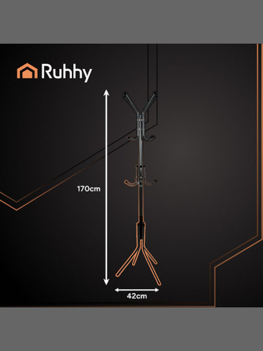 Ruhhy Metallic Coat Rack Black 42x42x175cm