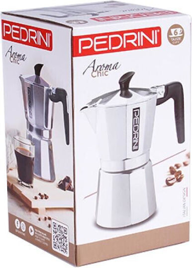 Pedrini Μπρίκι Espresso 6cups Ασημί