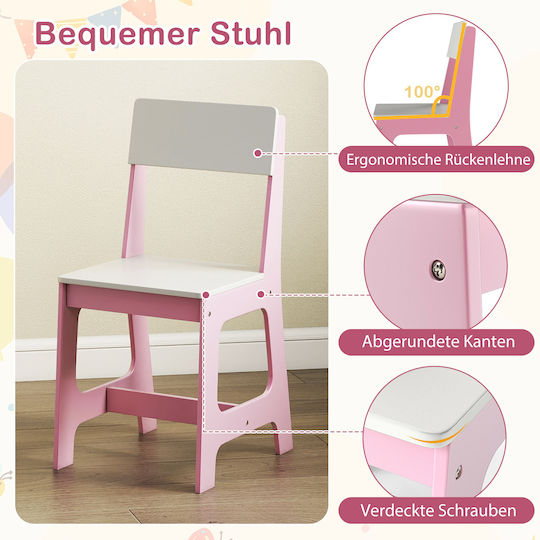 Kinder Schreibtisch aus Melamin Rosa 109,5x48x100,5cm