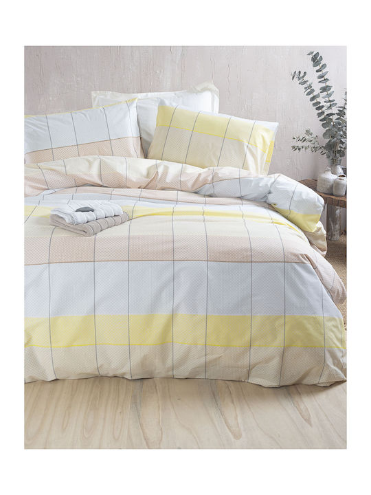 Rythmos Colette Elektrische Gitarren Tagesdecke Einzelbett aus Baumwolle & Polyester Yellow - Light Blue 160x240cm 2Stück