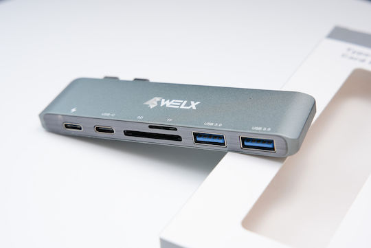 Welx WL6 USB Hub 4 Ports USB 3.1 with USB-A / USB-C Connection Silver