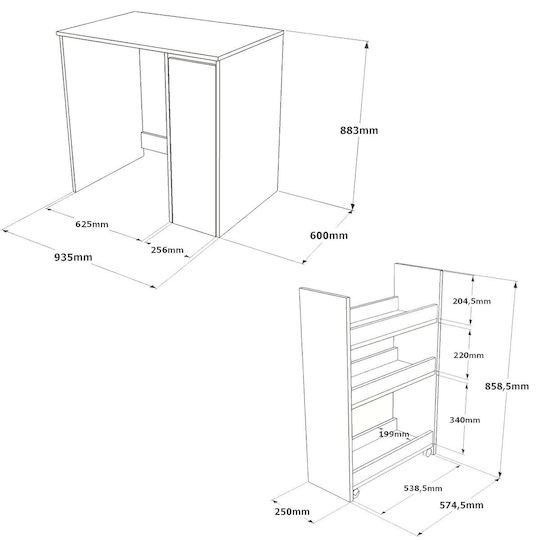 Hanah Home Баня Кабинет за пералня Ширина93.5xДължина60xВисочина88.3см Бял