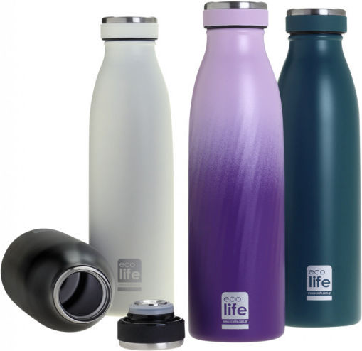 Ecolife Рециклируем Бутилка Термос Неръждаема стомана / Пластмасов Без BPA 1lt Бял