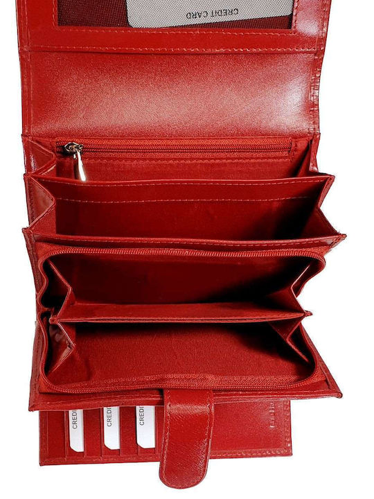 Small Leather Women's Wallet Classic with RFID Red
