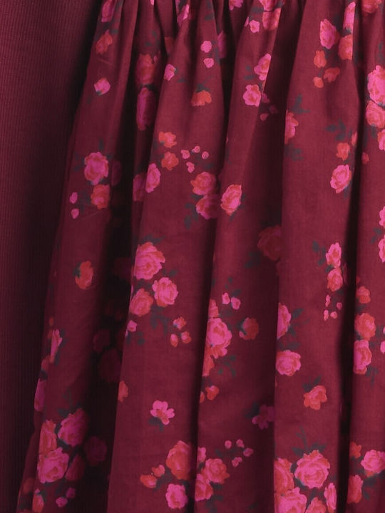 Mädchenkleid Langärmelig Tüll Blumen Set aus 2 mit Deckel Burgundy