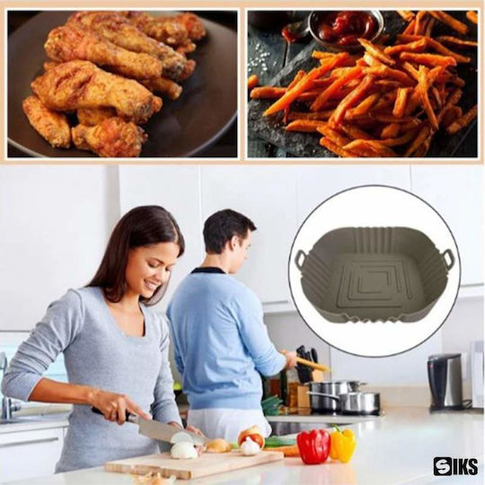 Siks Covoraș de Protecție din Silicon pentru Air Fryer Universal pentru Prăjire Coacere Reutilizabil Pătrat Gri