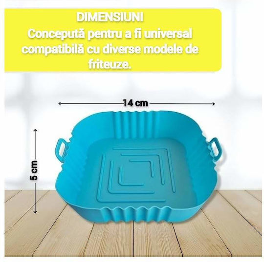 Covoraș de Protecție din Silicon Siks pentru Air Fryer Universal pentru Prăjire și Coacere Reutilizabil Pătrat Albastru