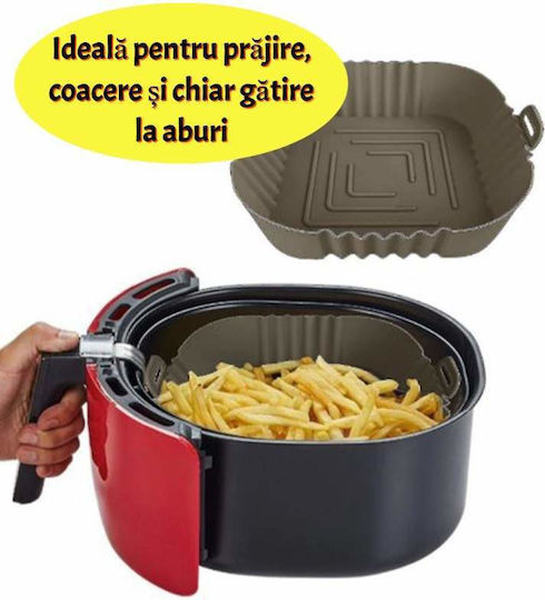 Siks Covoraș de Protecție din Silicon pentru Air Fryer Universal pentru Prăjire Coacere Reutilizabil Pătrat Gri