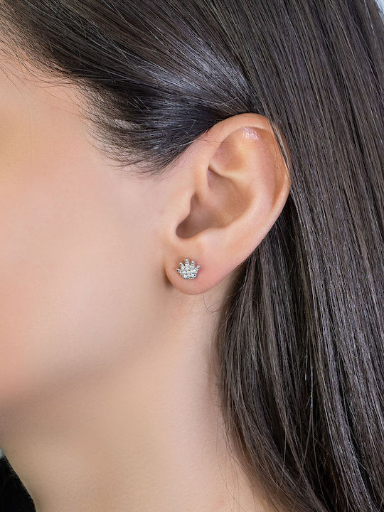 Kiriakos Gofas Kids Earrings Studs Crowns from Silver