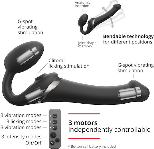 Strap On Me Strapless Strap On με Dildo με Δόνηση σε Μαύρο Χρώμα