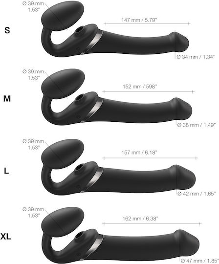 Strap On Me Strapless Strap On με Dildo με Δόνηση σε Μαύρο Χρώμα