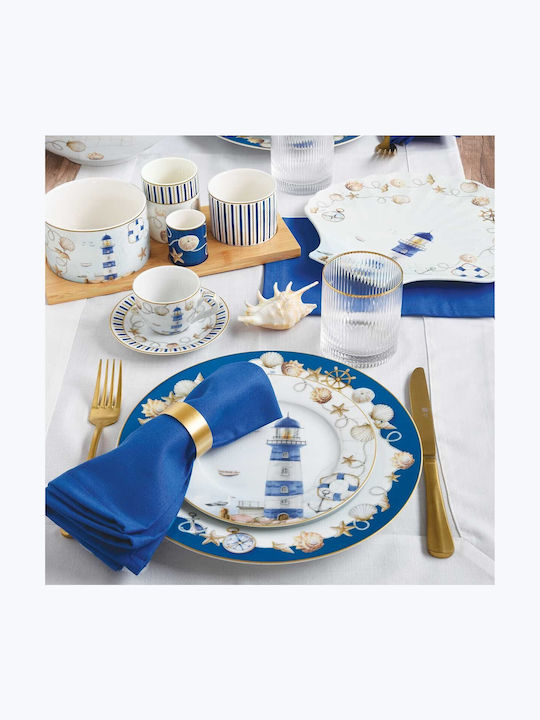 Albastru Porțelan Set de Vase 18buc