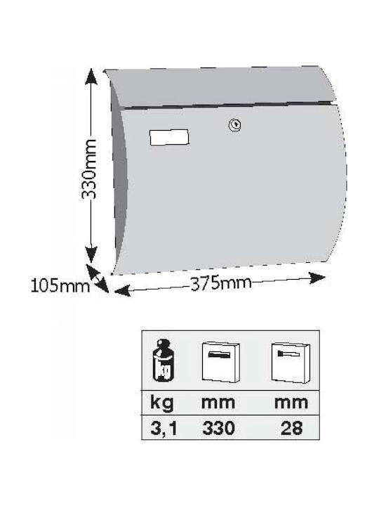 Viometal Γραμματοκιβώτιο Εξωτερικού Χώρου 37.5x10.5x33cm Viometal Γραμματοκιβώτιο Εξωτερικού Χώρου 37.5x10.5x33cm