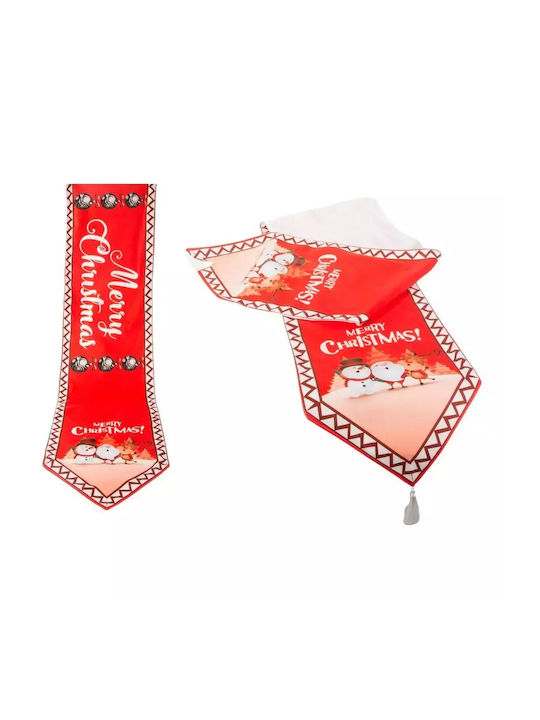 Christmas Table Runner Figures & Tassels – 205x35cm Red
