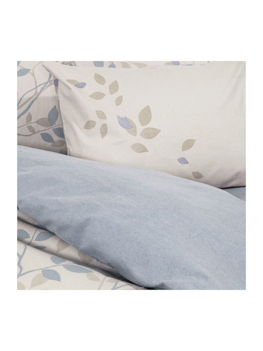 Nima Set Cearșafuri King Size Flanel 265x280cm. High Up Beige, Blue 4buc