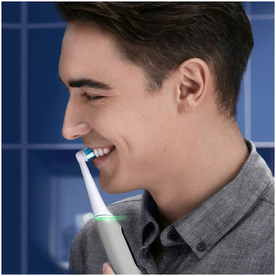 Oral-B iO Series 6 Electric Toothbrush with Timer, Pressure Sensor, and Travel Case Gray Opal