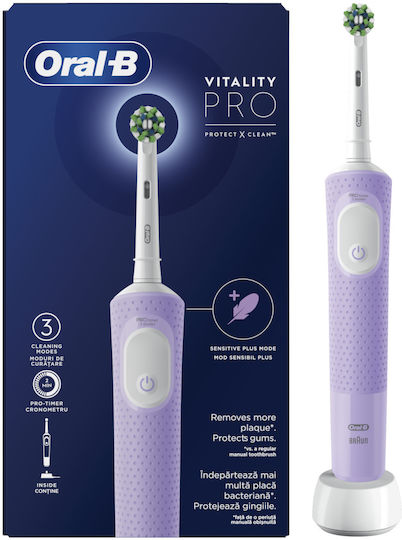 Oral-B Vitality Pro Protect X Clean Електрическа Четка за Зъби с Таймер за Четкане Lilac Mist