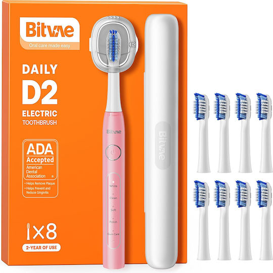 Bitvae D2 Ηλεκτρική Οδοντόβουρτσα με Χρονομετρητή και Θήκη Ταξιδίου Ροζ