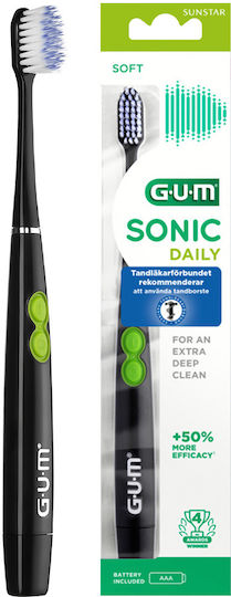 GUM Sonic Daily Soft 4100 Electric Toothbrush Battery Black