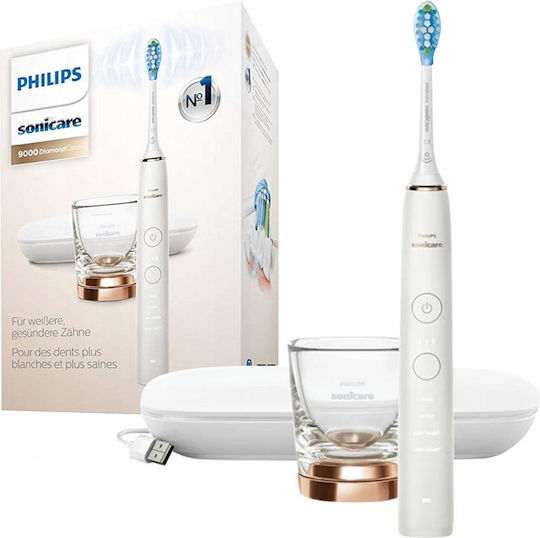 Philips Sonicare DiamondClean 9000 Electric Toothbrush with Timer, Pressure Sensor, and Travel Case Rose Gold