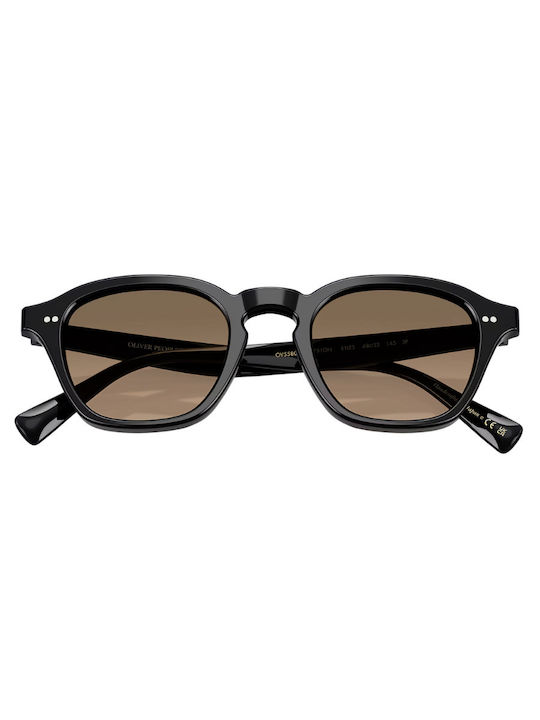 Oliver Peoples Unisex Sunglasses with Black Plastic Frame and Brown Gradient Polarized Lens