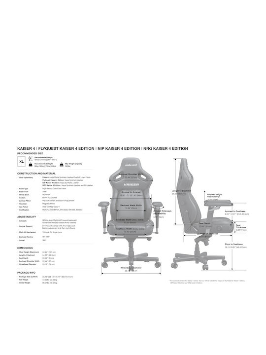 Anda Seat KAISER-4 V2 XL Gaming Stuhl mit verstellbaren Armlehnen Weiß