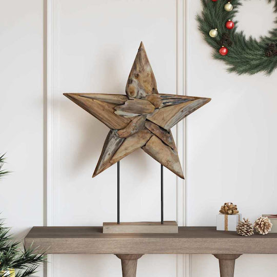 vidaXL Wood Christmas Decorative Star 60x5x75cm Brown