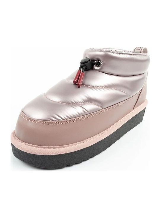 Synthetic Leather Snow Boots with Fur Gold