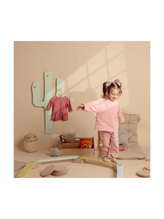 Wudd Wooden Self-Adhesive Kids Wall Hanger with Hooks Beige 48.5x48.5x99cm