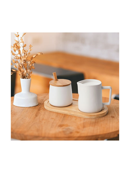 Miamio Set Cană pentru lapte & Zaharniță de Servire Ceramică Alb 1buc