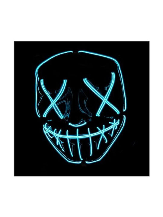Mască Led Halloween Zola Neagră cu Leds Albastre din Plastic cu Telecomandă 21 X 17 Cm