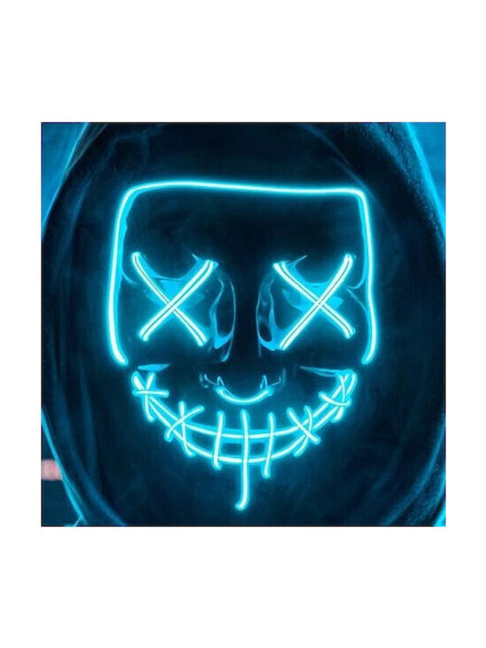 Mască Led Halloween Zola Neagră cu Leds Albastre din Plastic cu Telecomandă 21 X 17 Cm