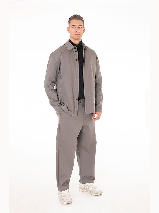 Overshirt Gri Mânecă Lungă