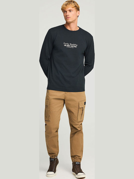 Langarm Herrenbluse Schwarz FBM012-003-07-Schwarz