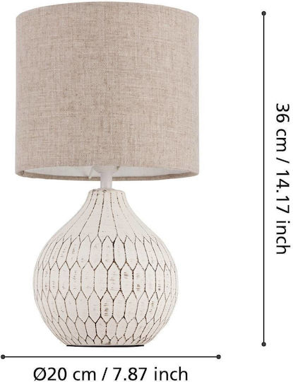 Eglo Bellariva Ceramic Table Lamp for Socket E27 with White Shade and Base