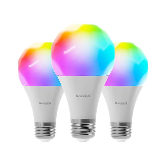 Nanoleaf Smart LED-Lampen 9W für Fassung E27 und Form A60 RGB 806lm Dimmbar 3Stück