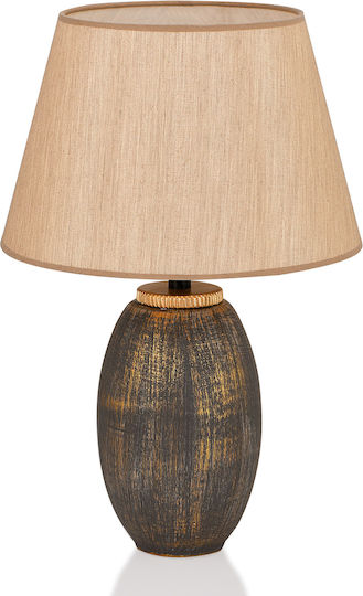 Opviq Ceramic Table Lamp for Socket E27 with Gold Shade and Base