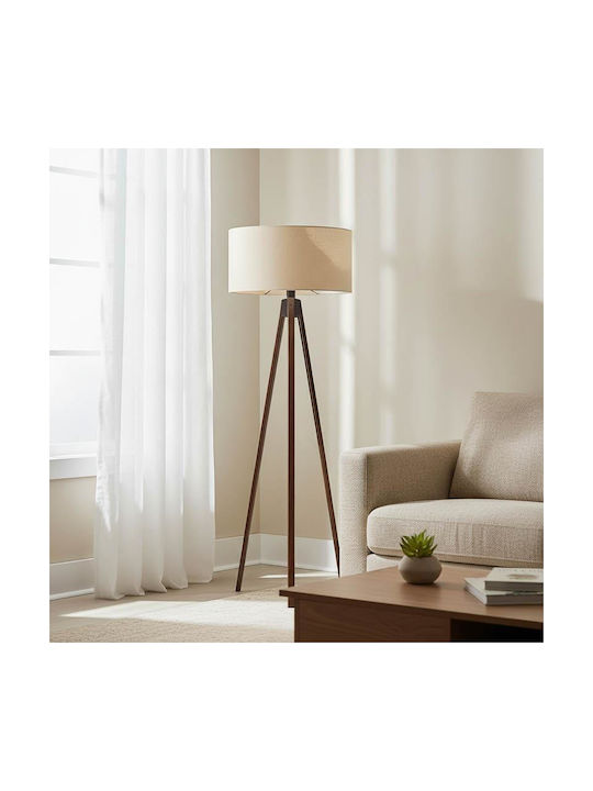 Pakketo PWL-1059 Floor Lamp H140xW38cm. with Socket for Bulb E27 Cream-Walnut