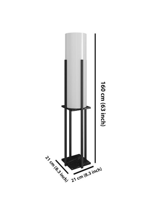 Opviq Floor Lamp H160xW21cm. with Socket for Bulb E27 Black