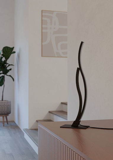 Lampă de noptieră LED Eglo Grisolia, lampă de masă curbată, decor pentru cameră, lampă pentru dormitor și living, realizată din metal și plastic, în negru și alb neutru, H 45,5 cm